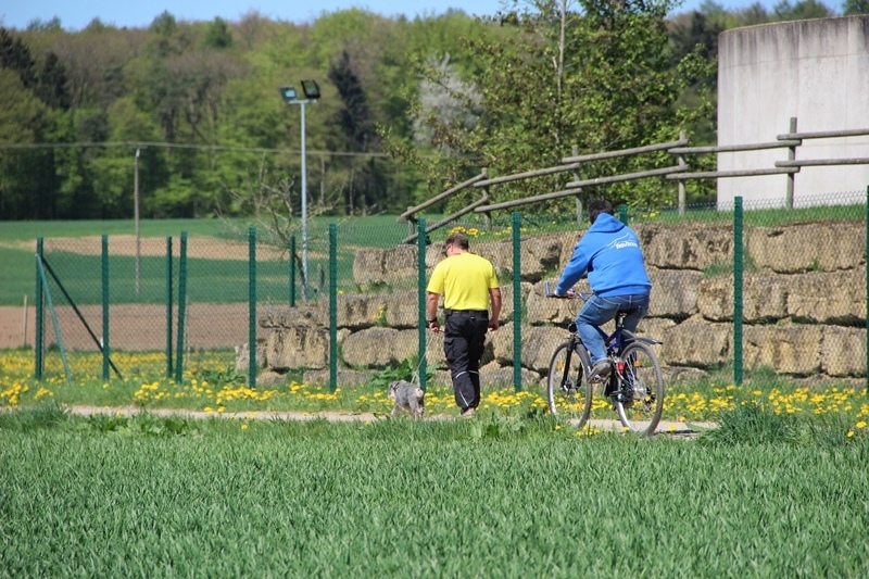 vorbei am Fahrrad, dann...